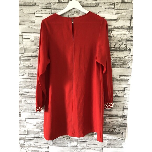 H&M Dress Women’s 6 Pearl Embellished Cuffs A Line Button Evening Classy - Picture 2 of 10